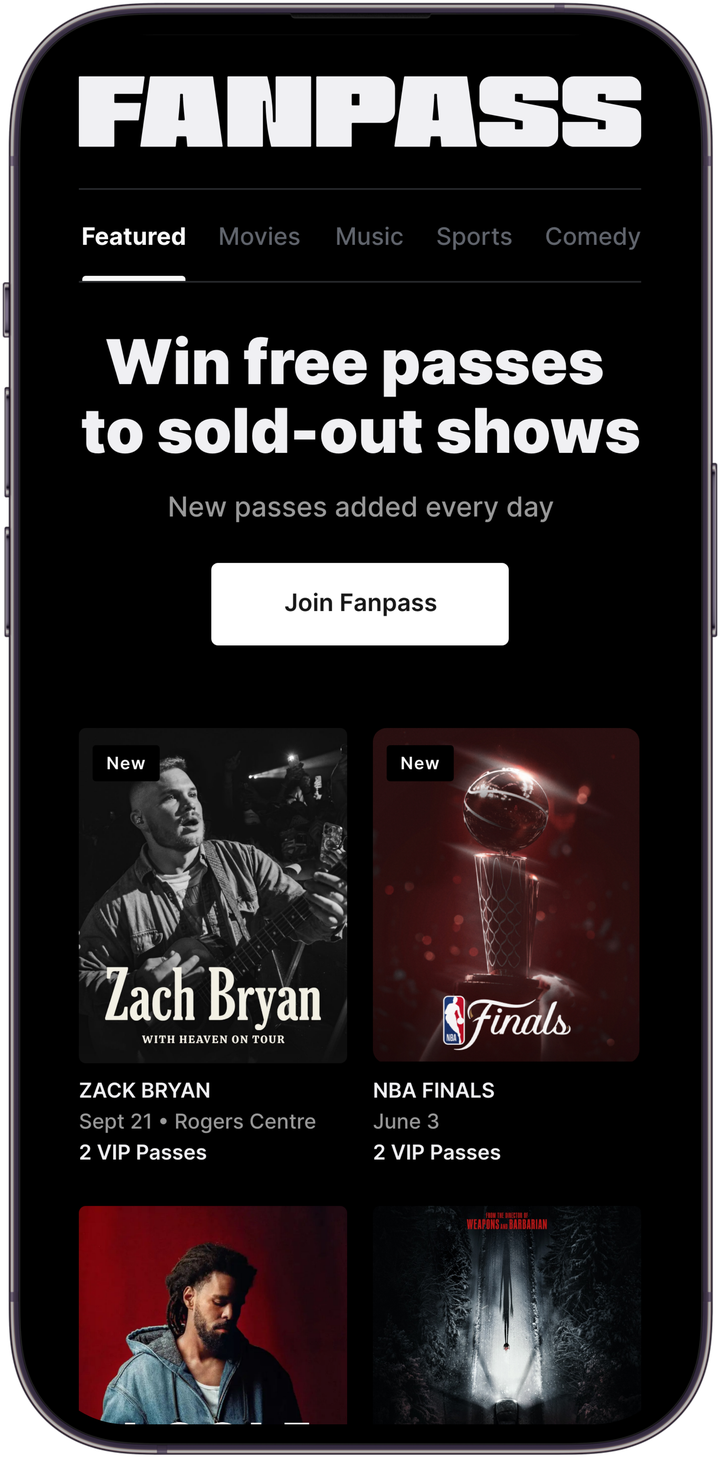 Fanpass — win free passes to sold-out shows